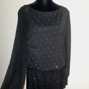 White House Black Market black and gold dress